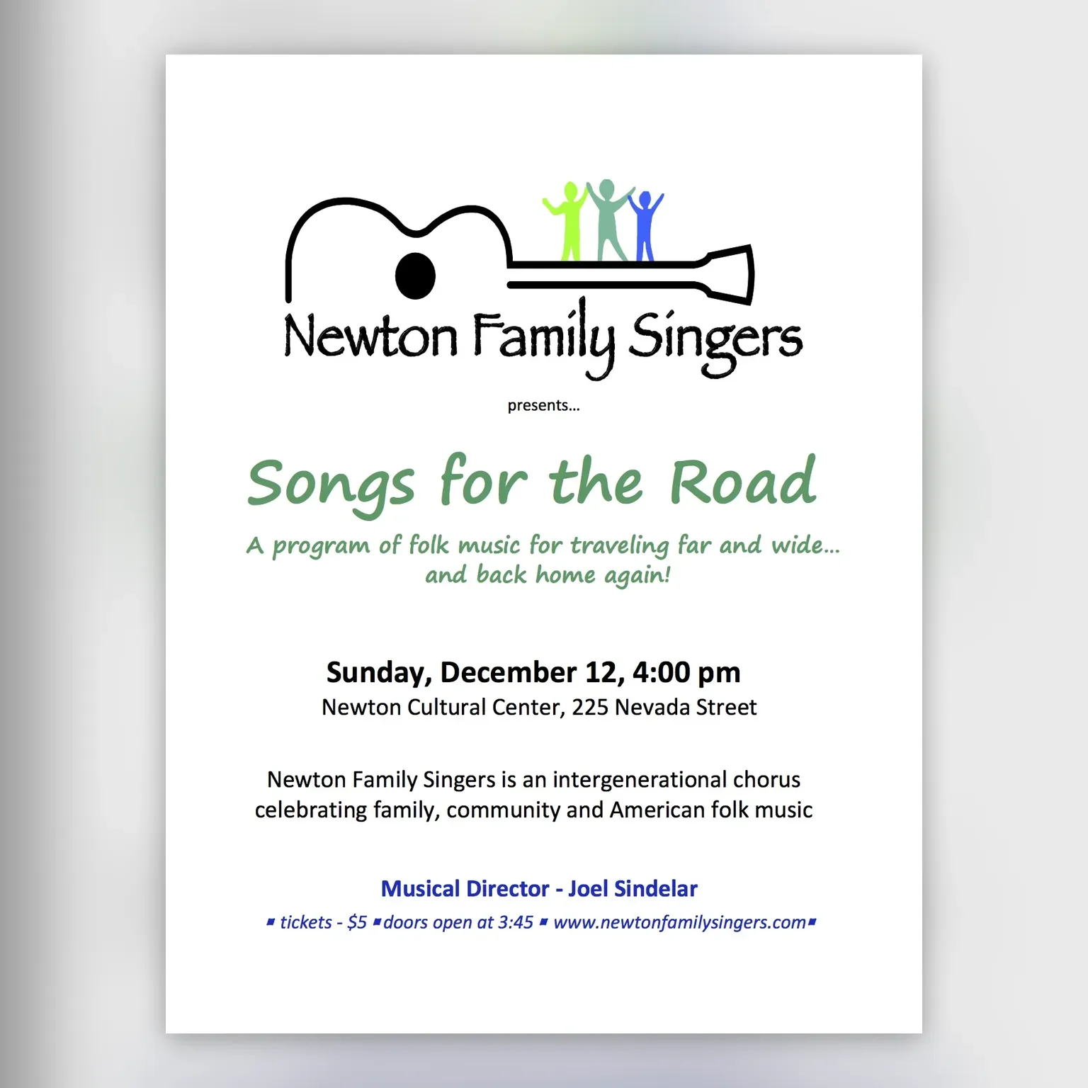 Poster for Songs for the Road, December 12, 2010