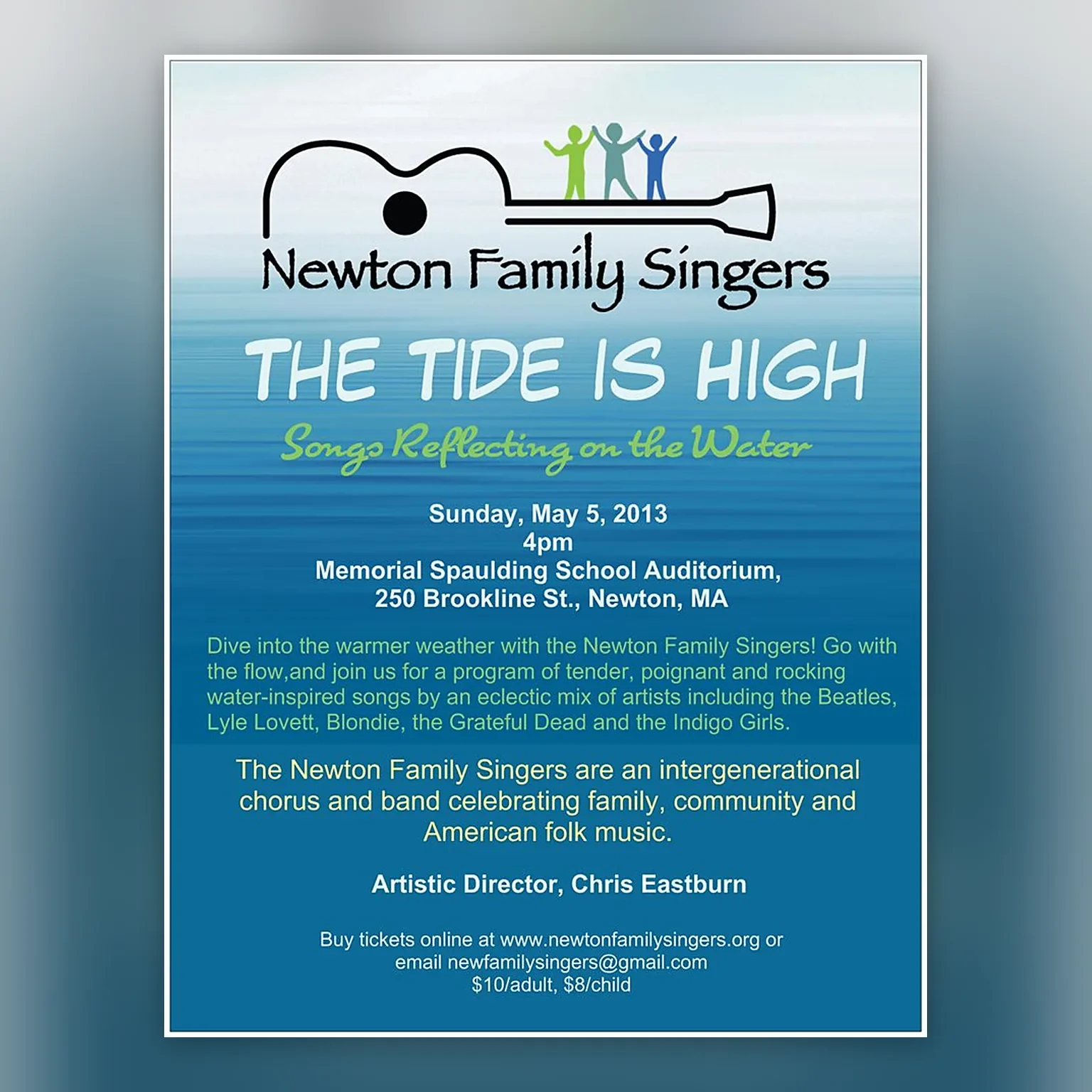 Poster for The Tide Is High: Songs Reflecting on the Water, May 5, 2013