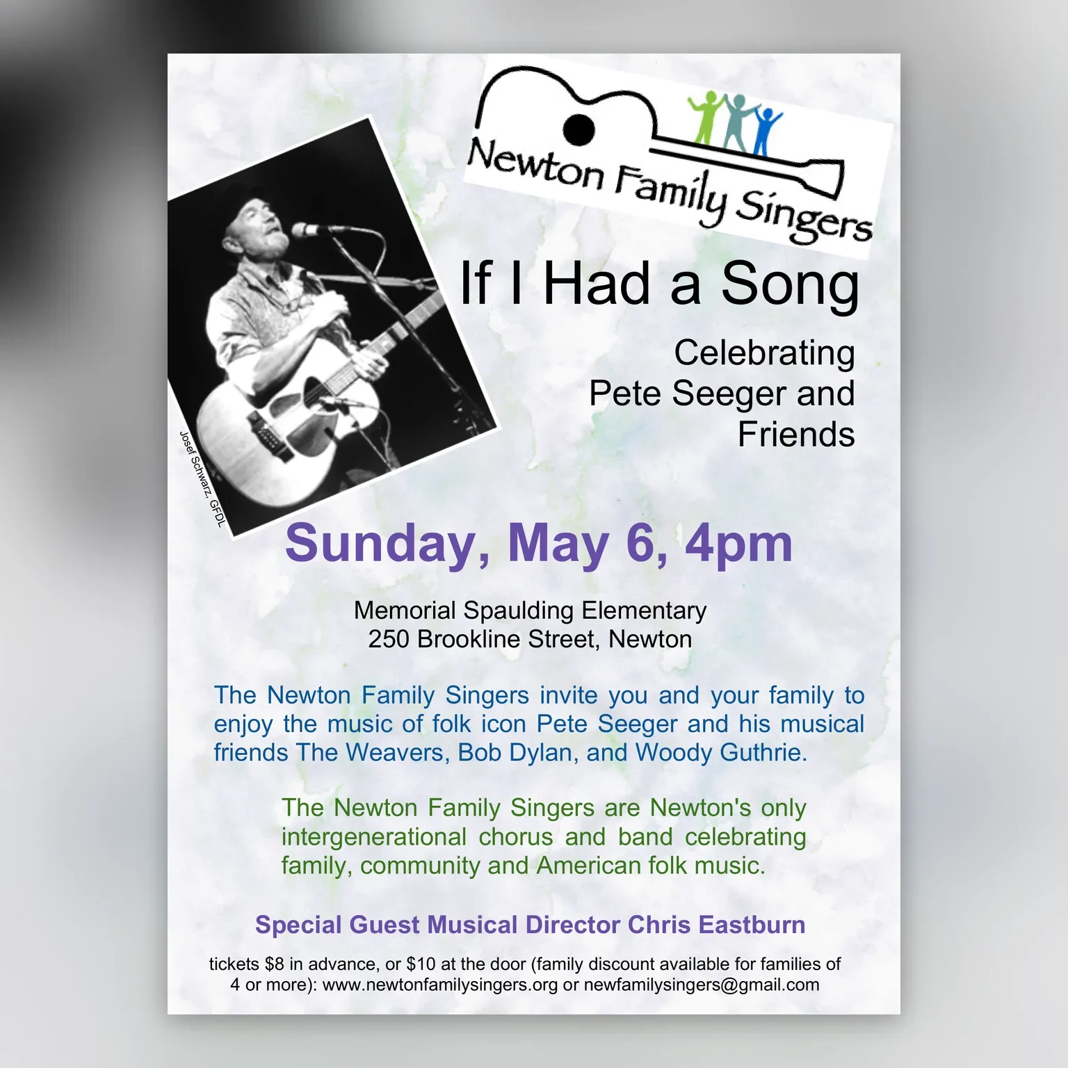 Poster for If I Had a Song: Celebrating Pete Seeger and Friends, May 6, 2012